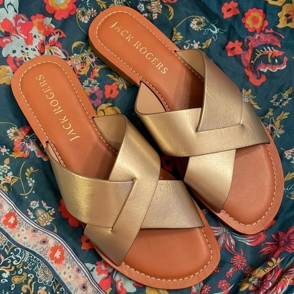 Brand New Jack Rogers Genuine Leather Slotted X-Band Slide Sandals Sloane - Picture 5 of 16